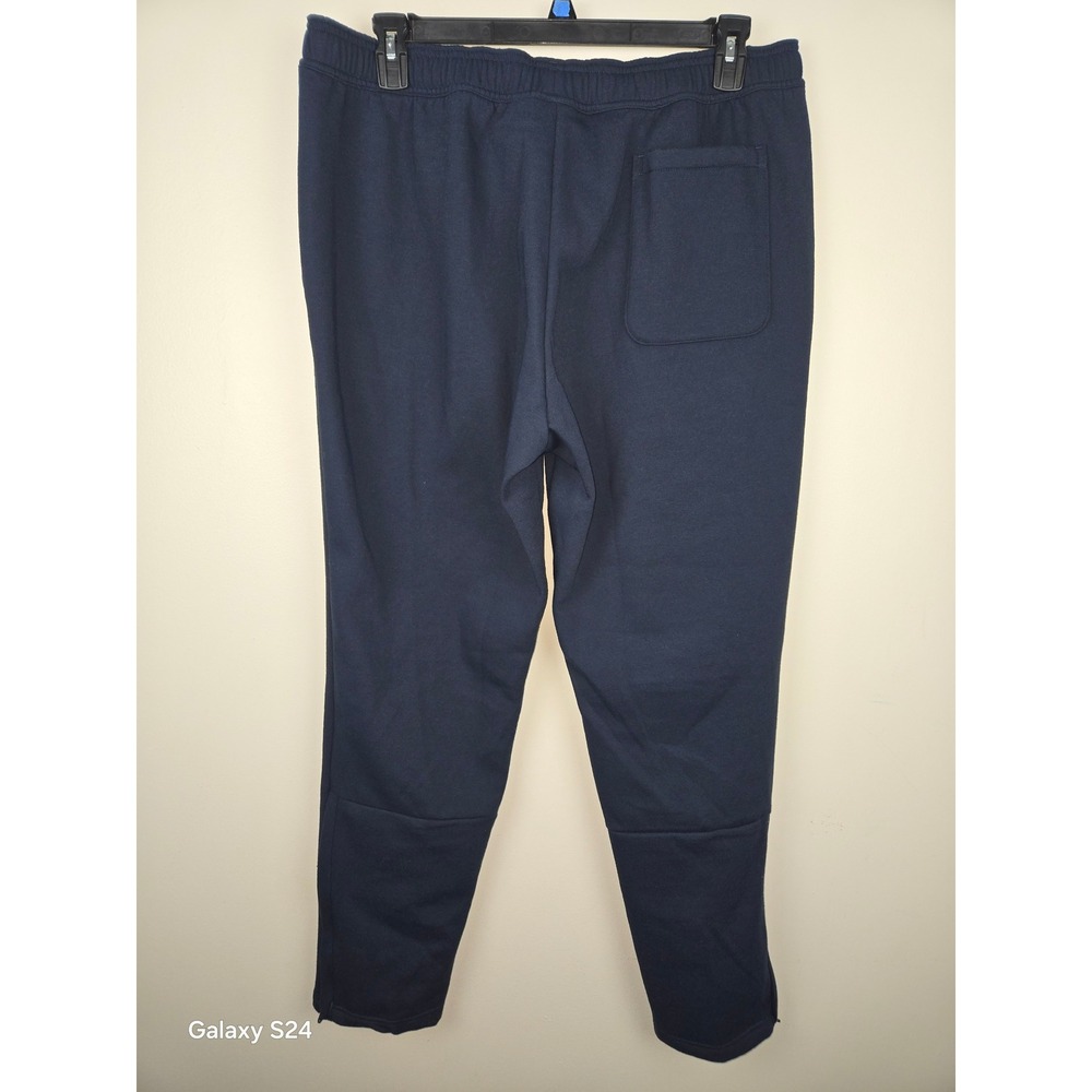 Adidas Mens M FL Taper Pant Navy Blue Fleece Joggers Ankle Zip JP0373 XL New - Picture 6 of 11